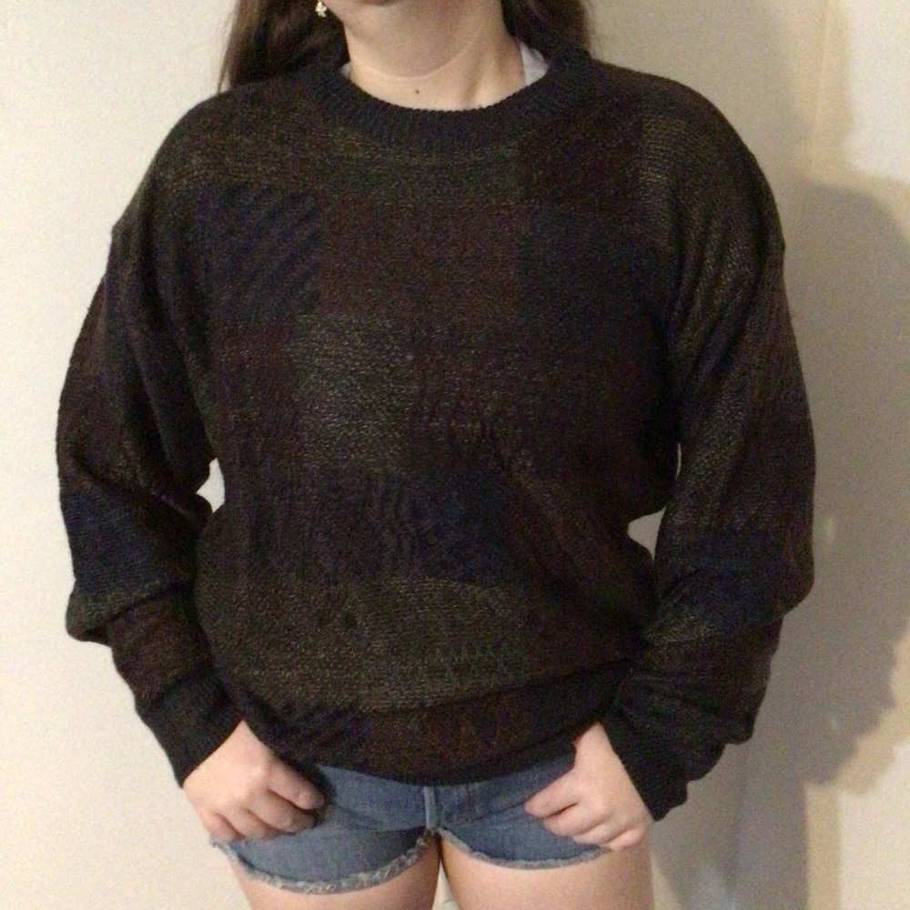 Vintage Black and Brown Lightweight Crewneck Sweater